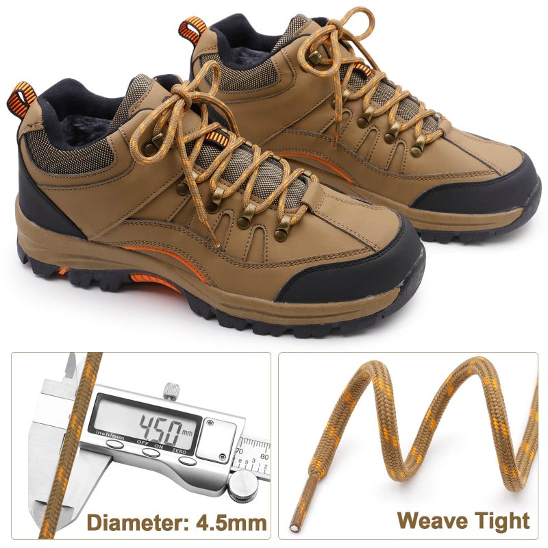 DELELE Round Work Boot Laces: 47 inch Light Brown Golden Heavy Duty Hiking Shoe Laces for Boots 2 Pair - Image 3